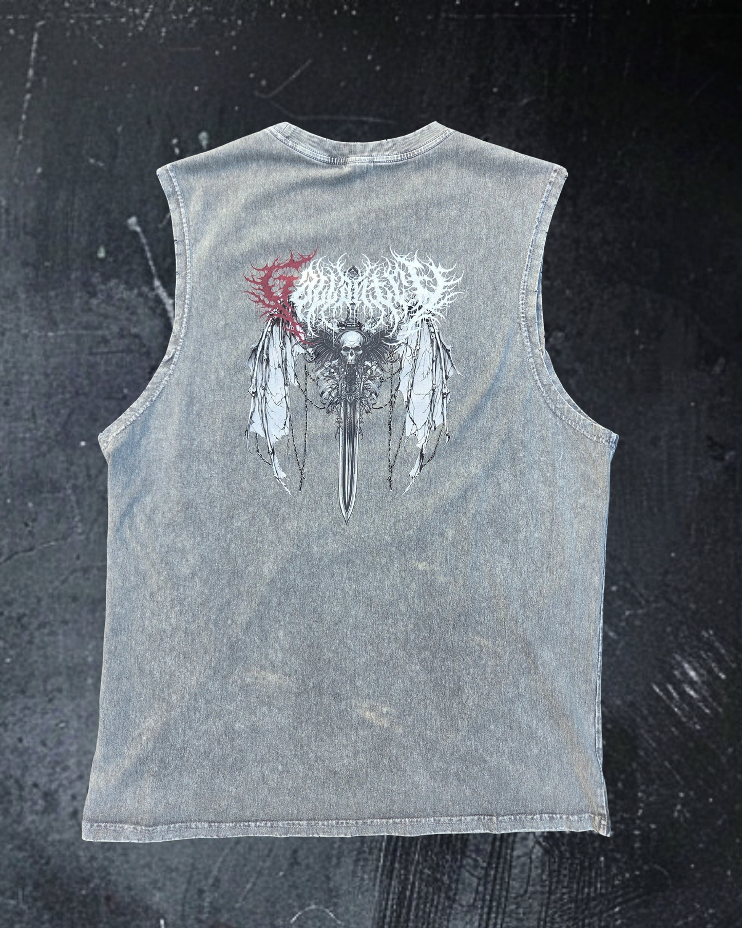 Deathcore vintage wash 'Bite Me' frayed tank