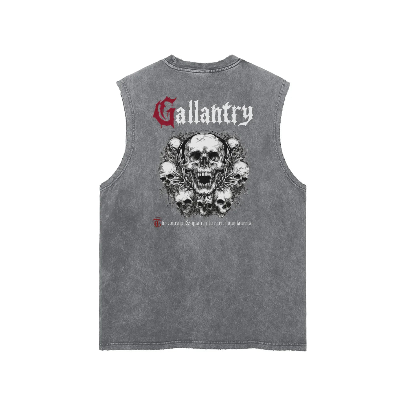 Classic snow washed frayed hem 'laurelled' tank - Studio Gallantry