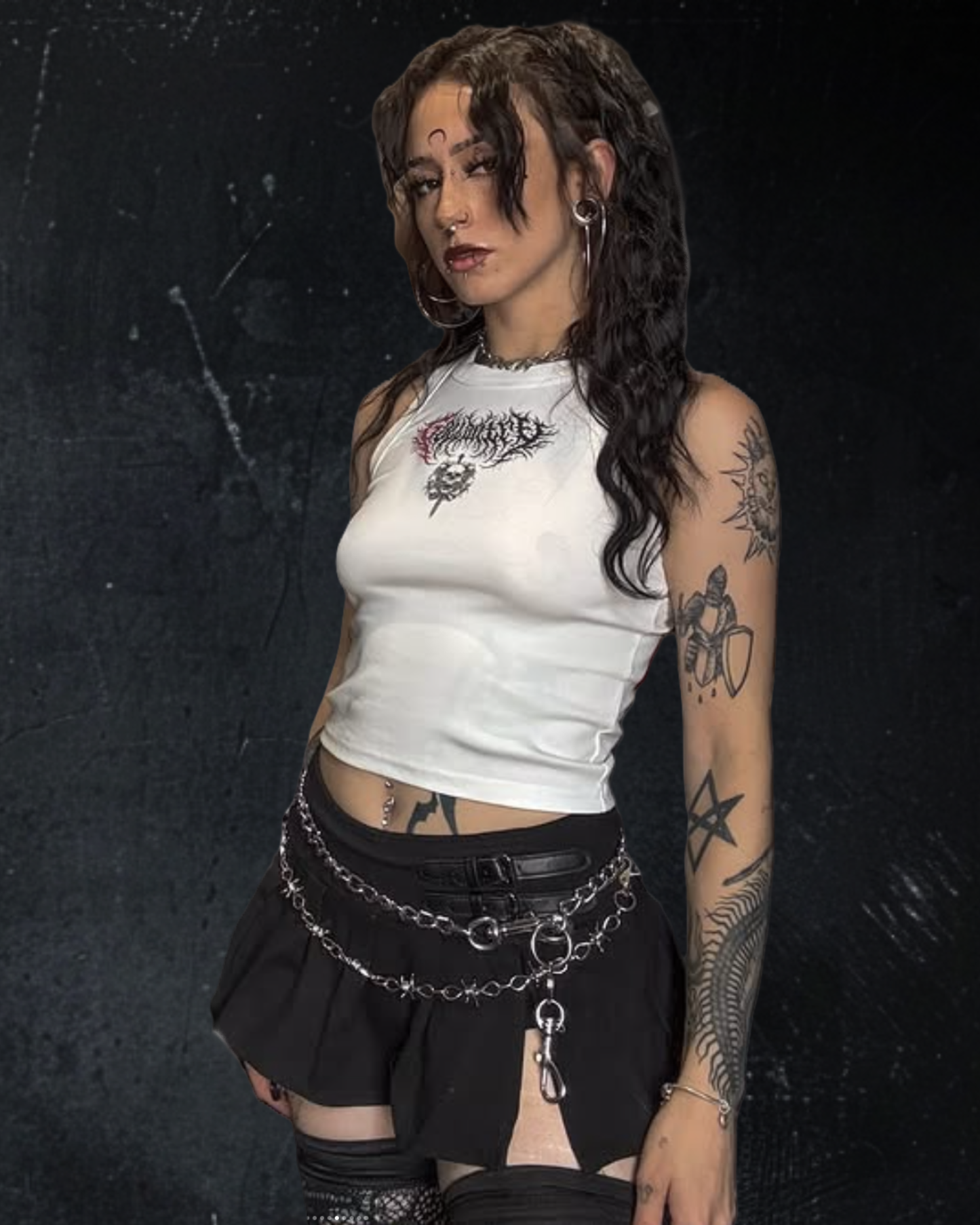 Women's alternative vintage wash bodycon tank