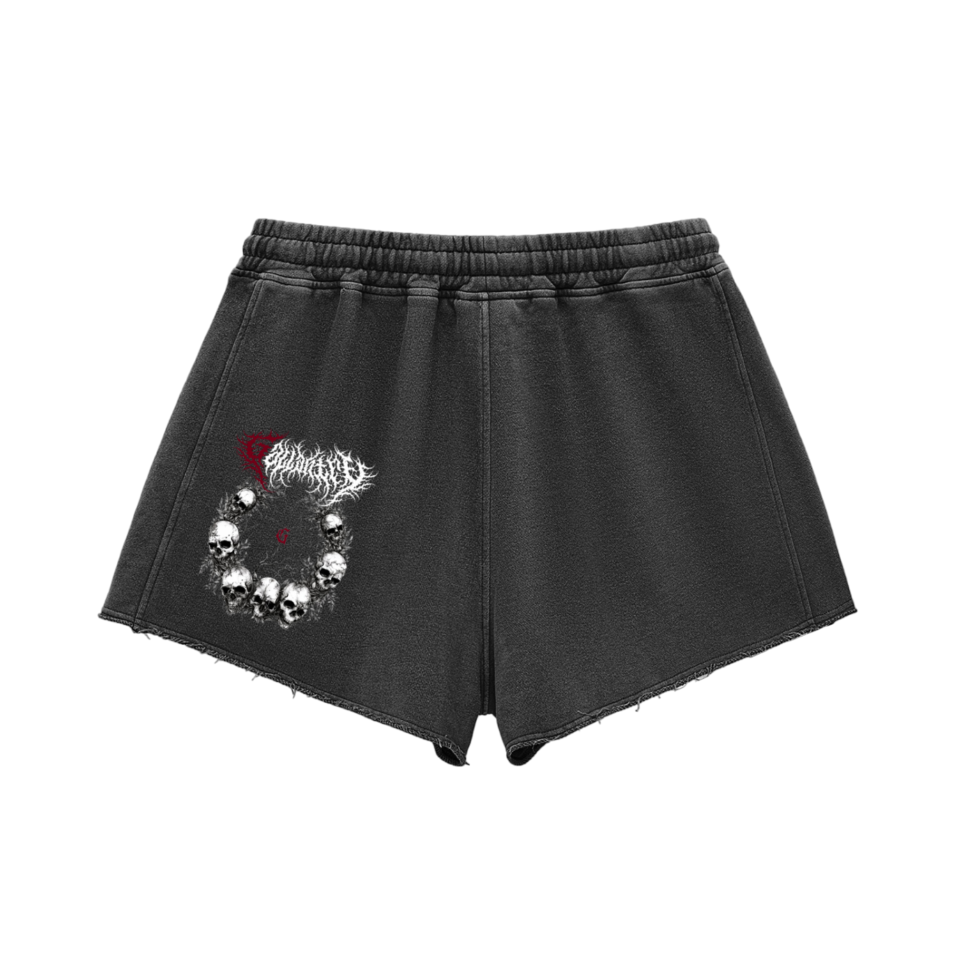 Women's 'Deathcore' snow wash raw edge shorts