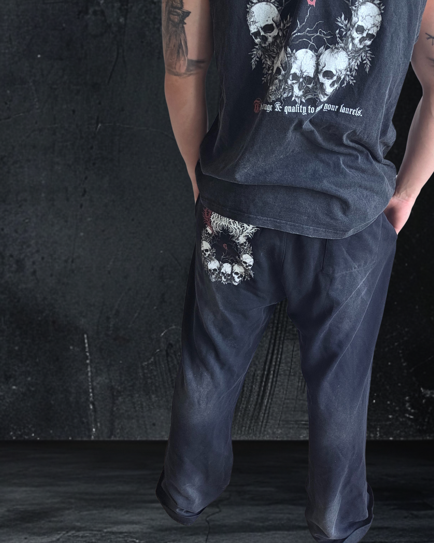 Deathcore 'Soulforged' faded wash loose fit joggers