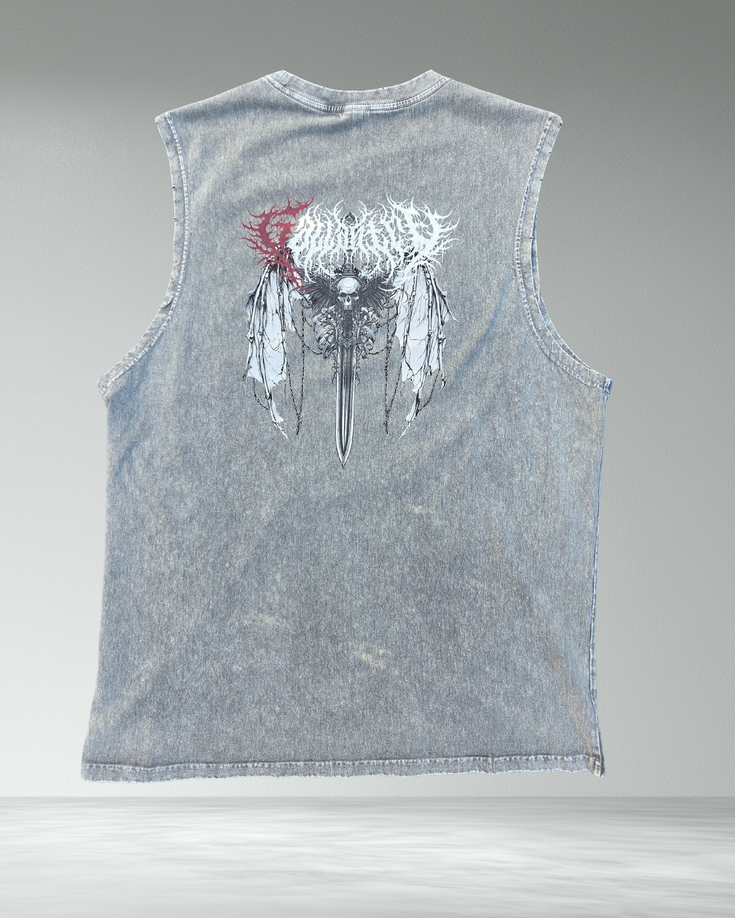 Deathcore vintage wash 'Bite Me' frayed tank