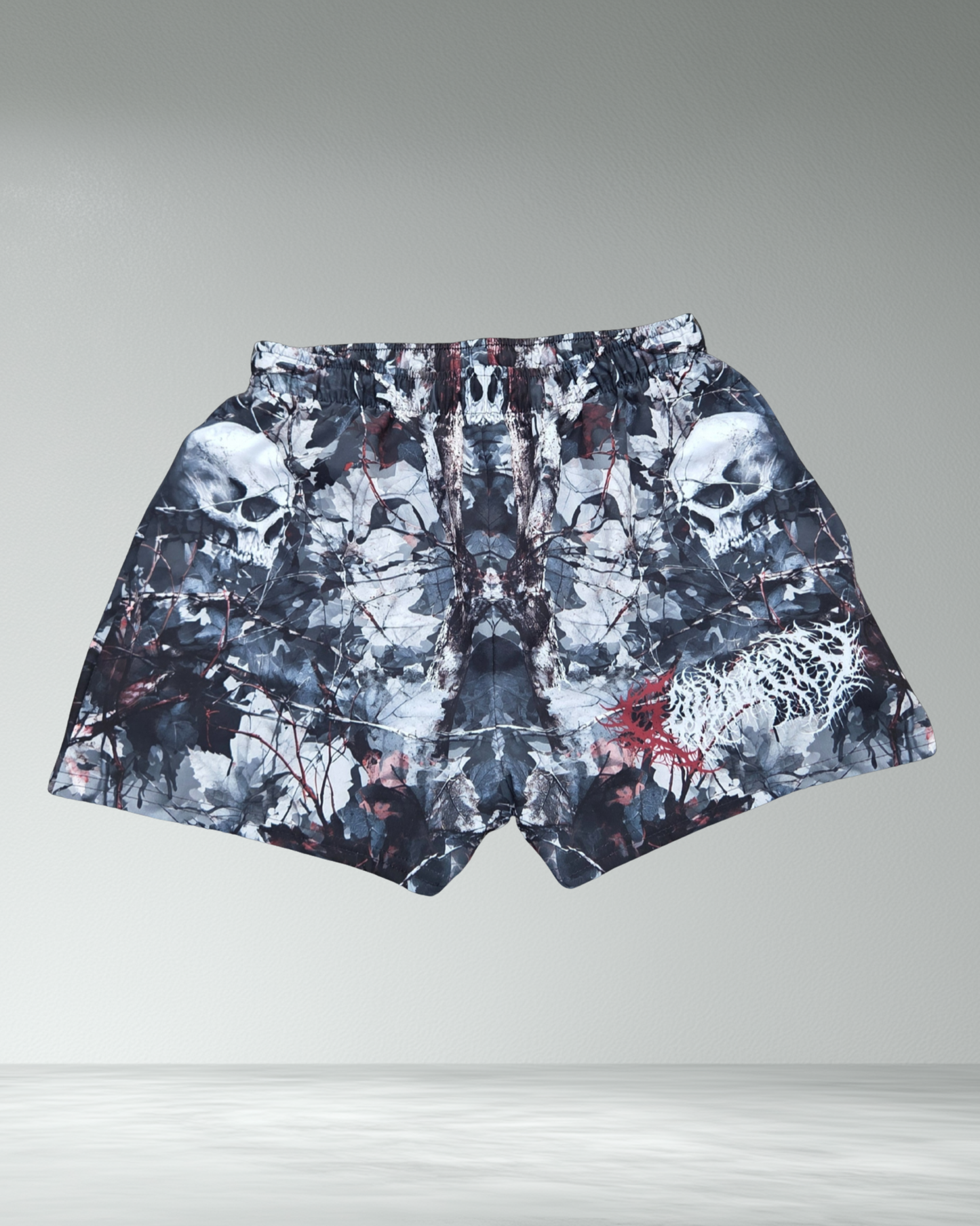 Deathcore skull camo training shorts