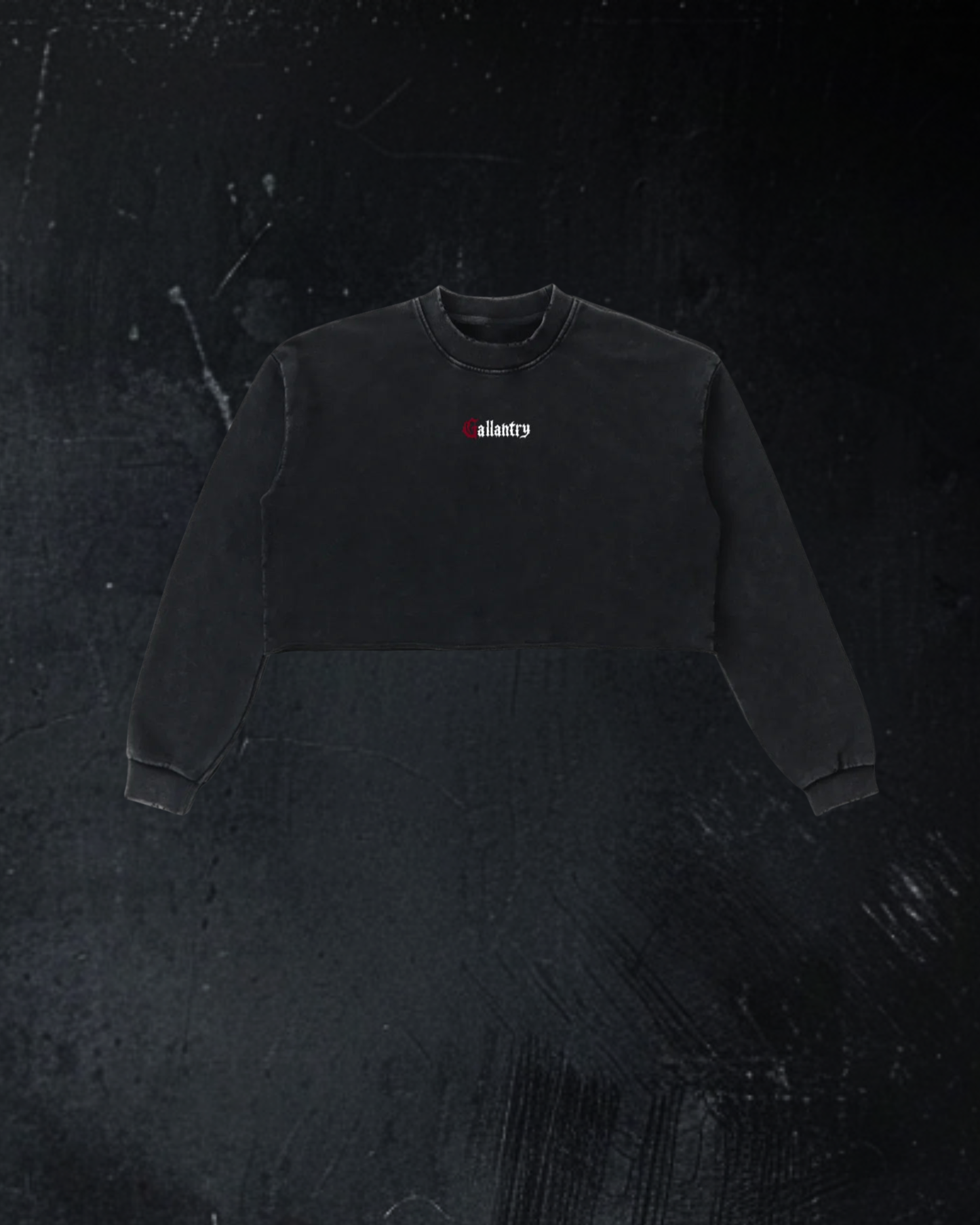 Classic vintage wash raw edge cropped sweatshirt