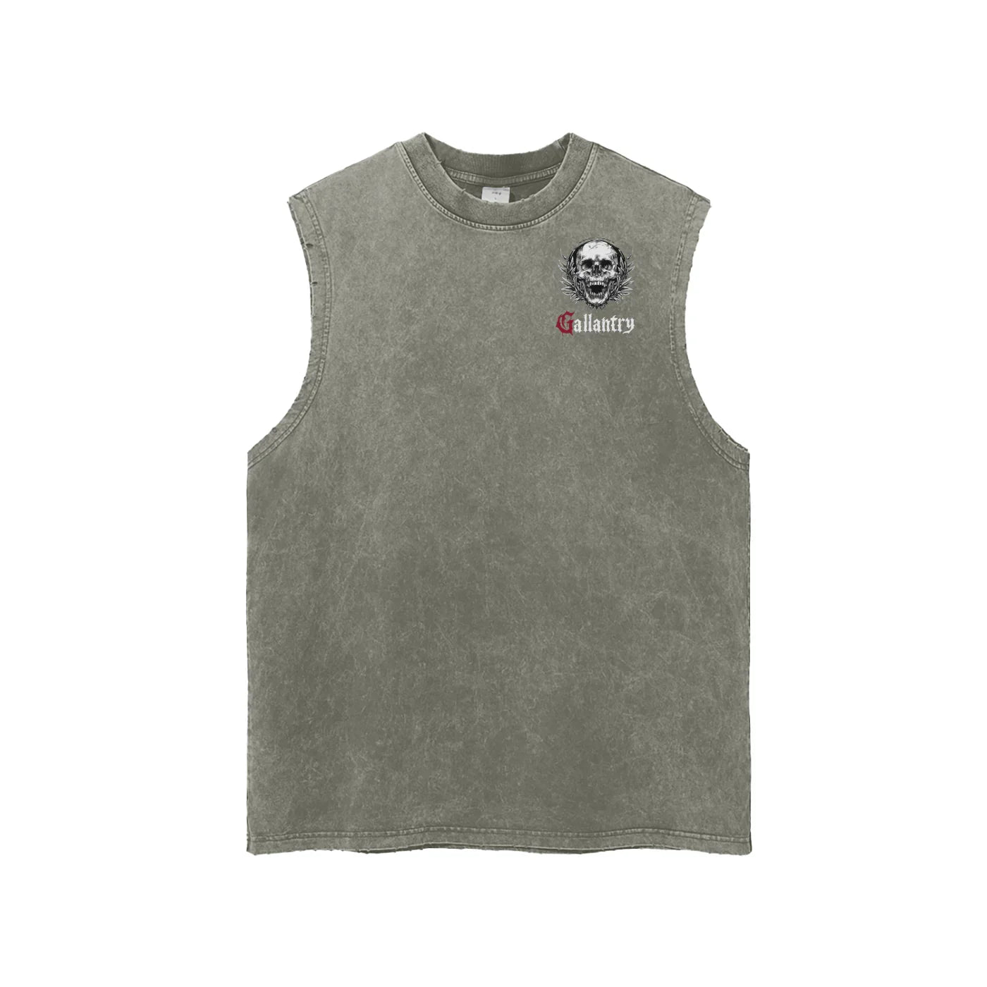 Classic snow washed frayed hem 'laurelled' tank - Studio Gallantry