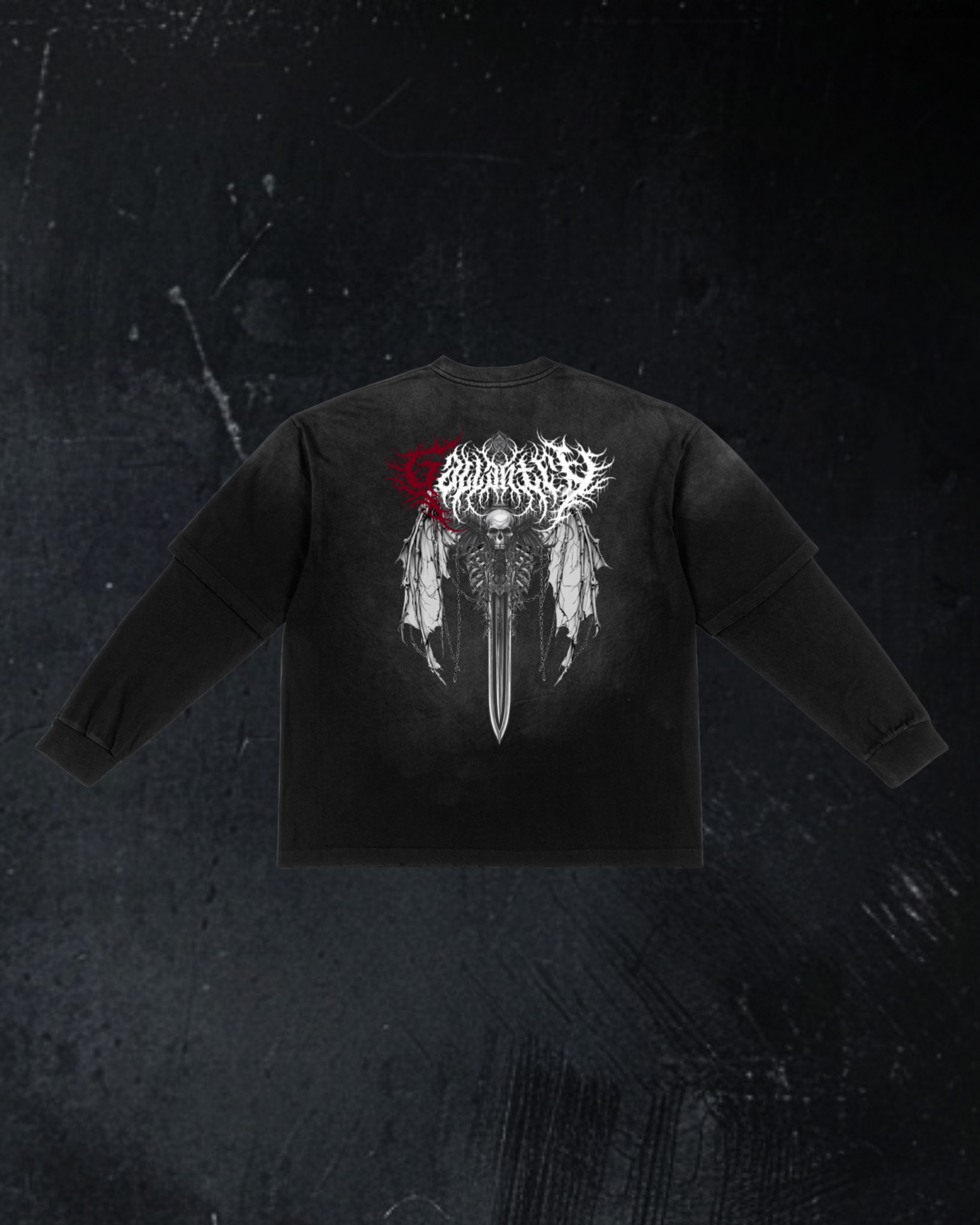 Deathcore sunfaded frayed faux two-piece t