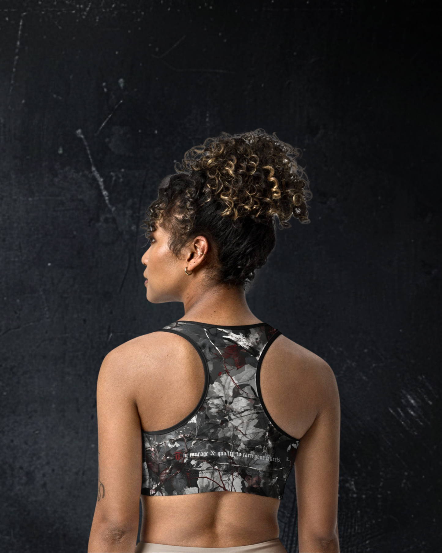 Womens' Deathcore skull camo sports bra