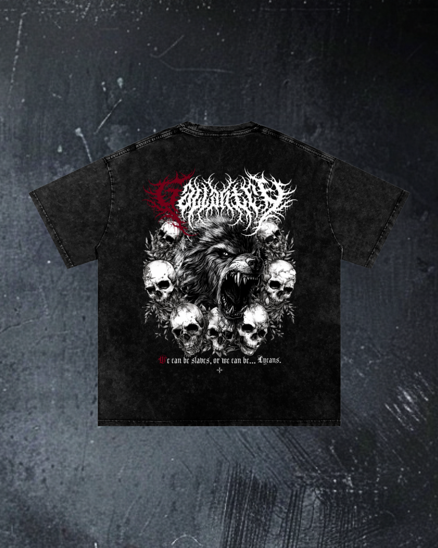 Deathcore 'We can be Lycans' vintage wash pump cover t