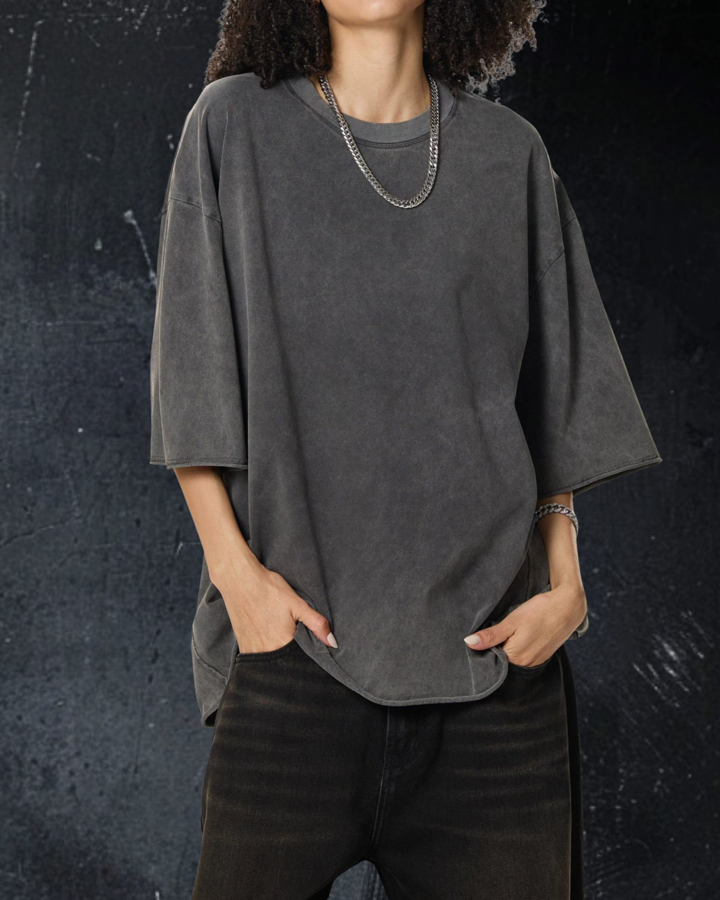 Deathcore raw edge vintage wash boxy t