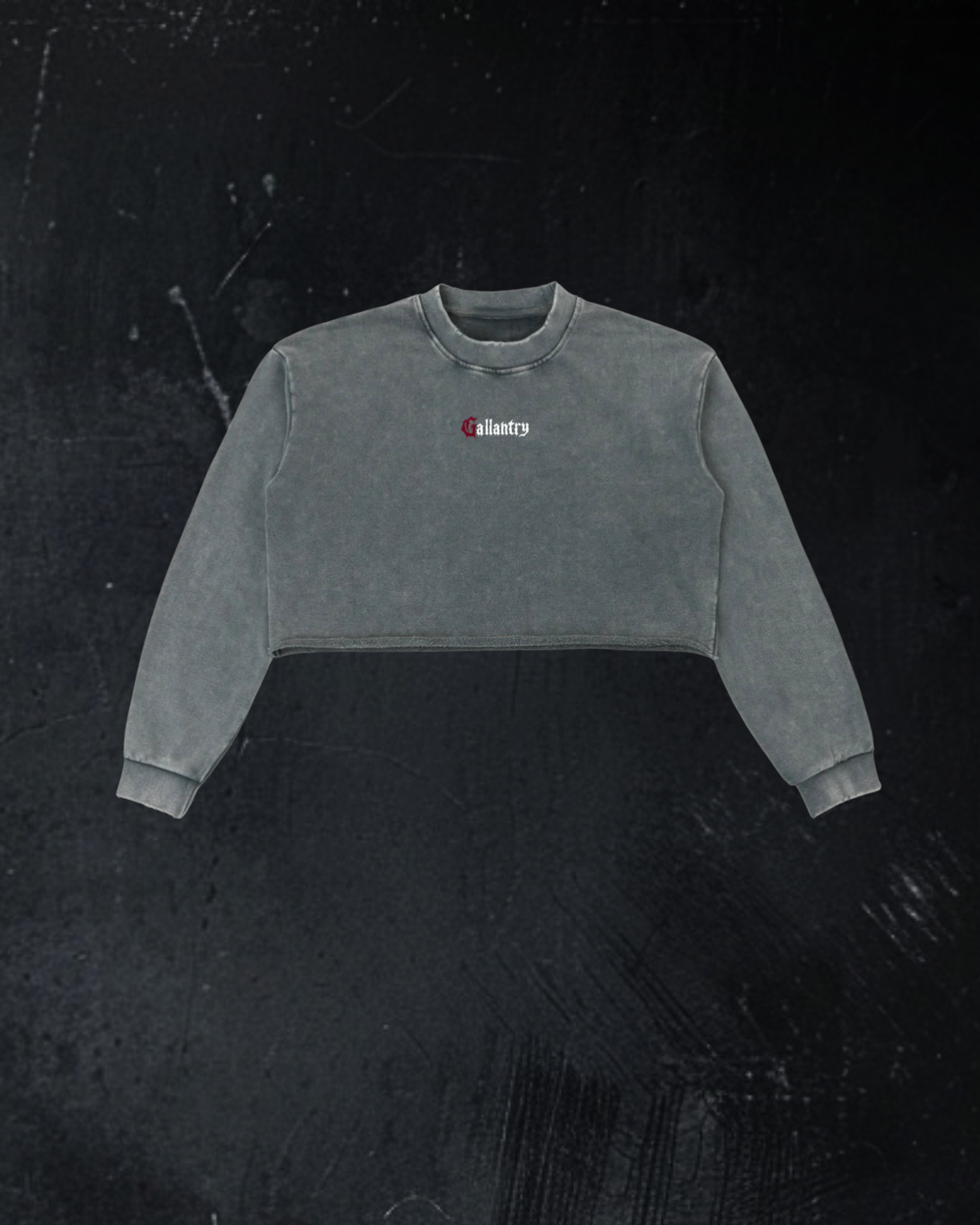 Classic vintage wash raw edge cropped sweatshirt