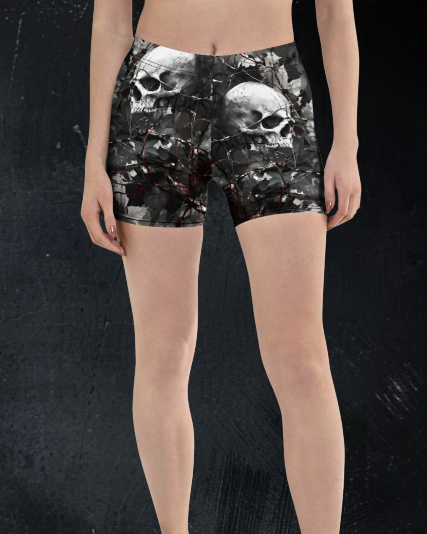Womens' skull camo gym shorts