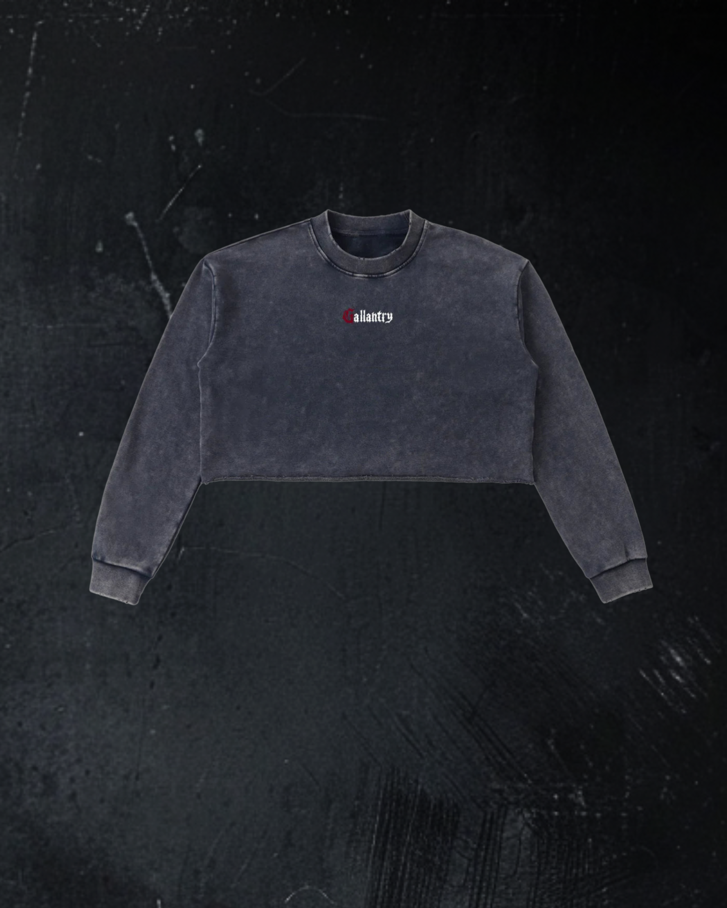 Classic vintage wash raw edge cropped sweatshirt