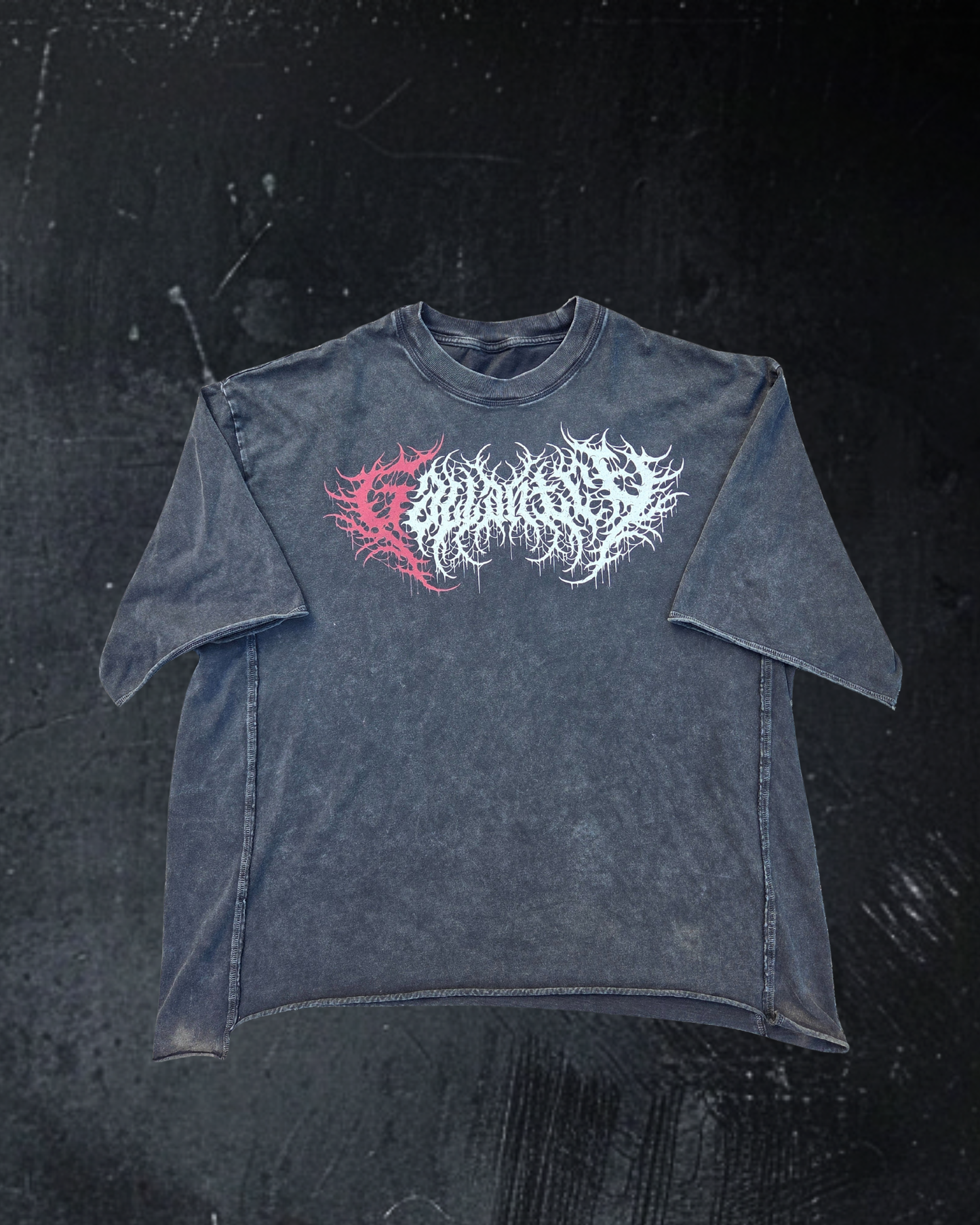 Deathcore raw edge vintage wash boxy t