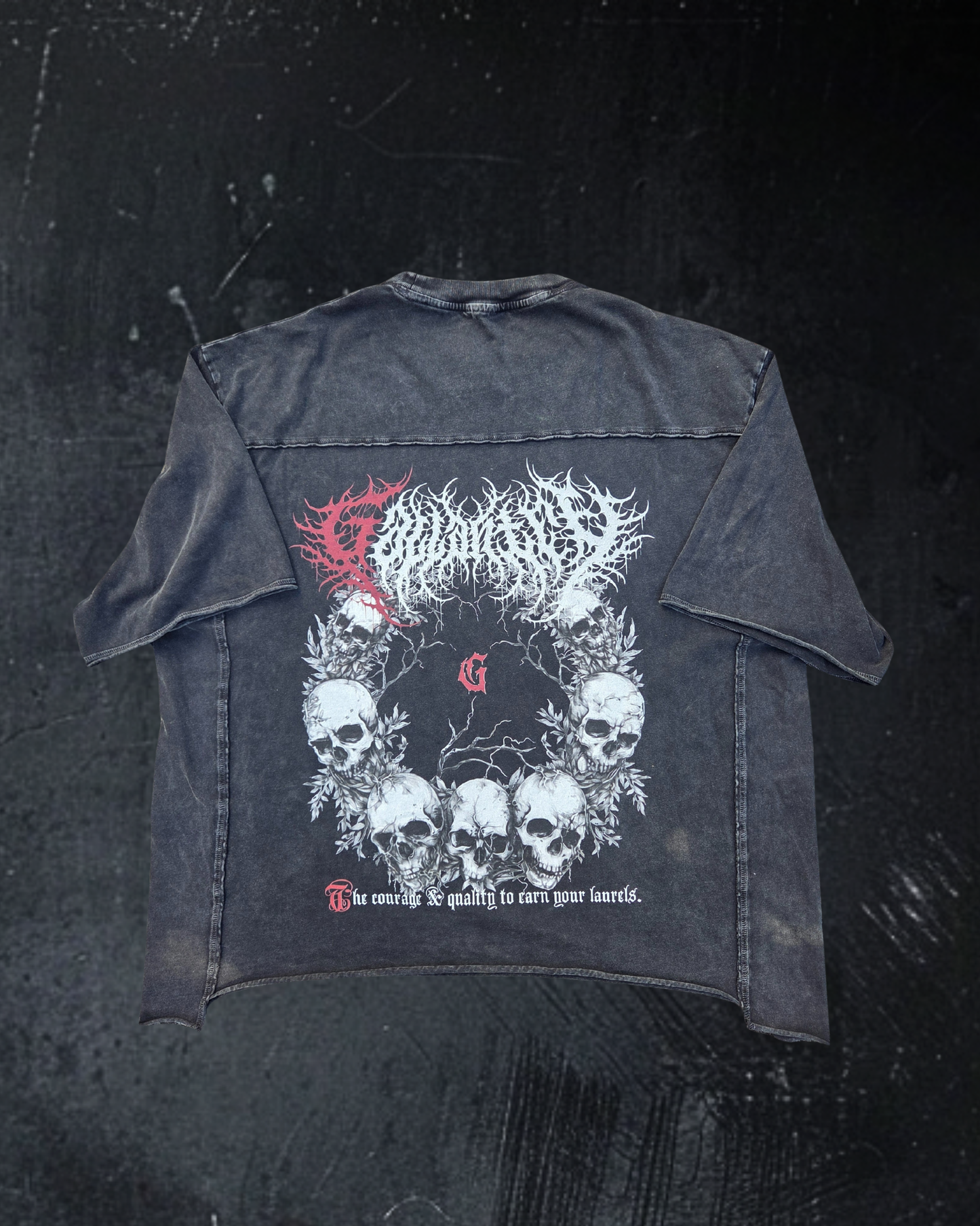 Deathcore raw edge vintage wash boxy t