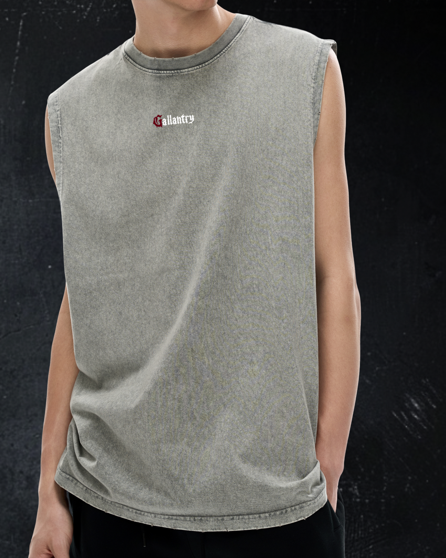 Alternative vintage wash frayed hem tank