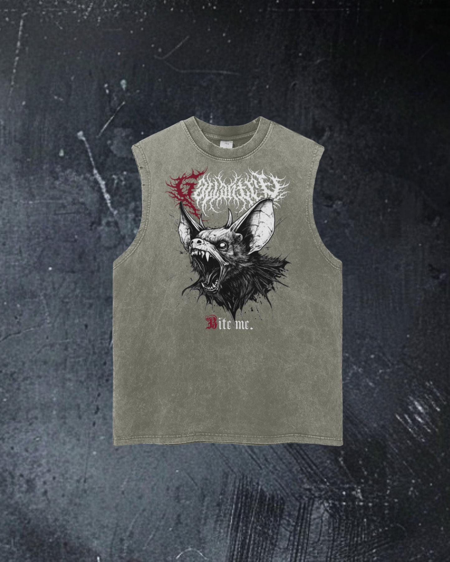 Deathcore vintage wash 'Bite Me' frayed tank