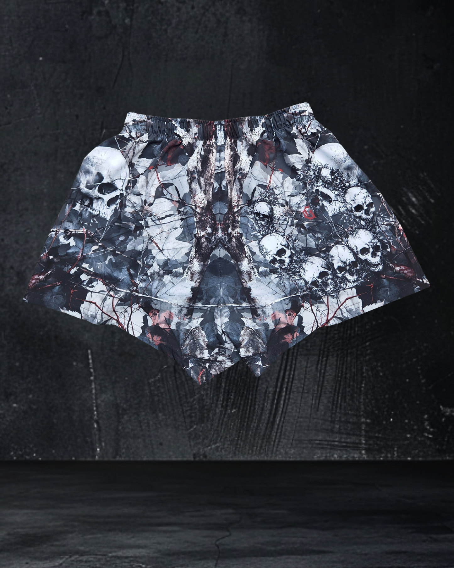 Deathcore skull camo training shorts