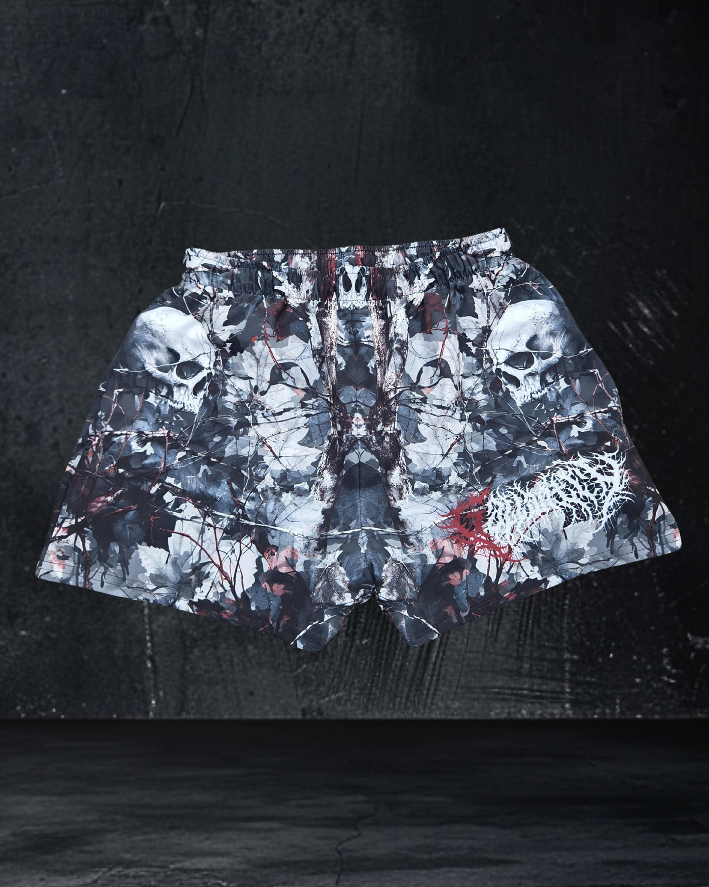 Deathcore skull camo training shorts