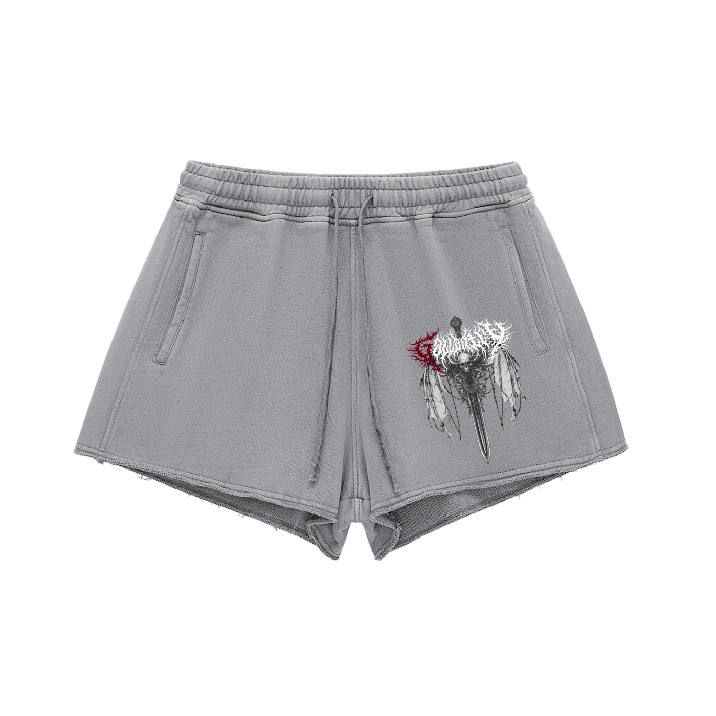 Women's 'Deathcore' snow wash raw edge shorts