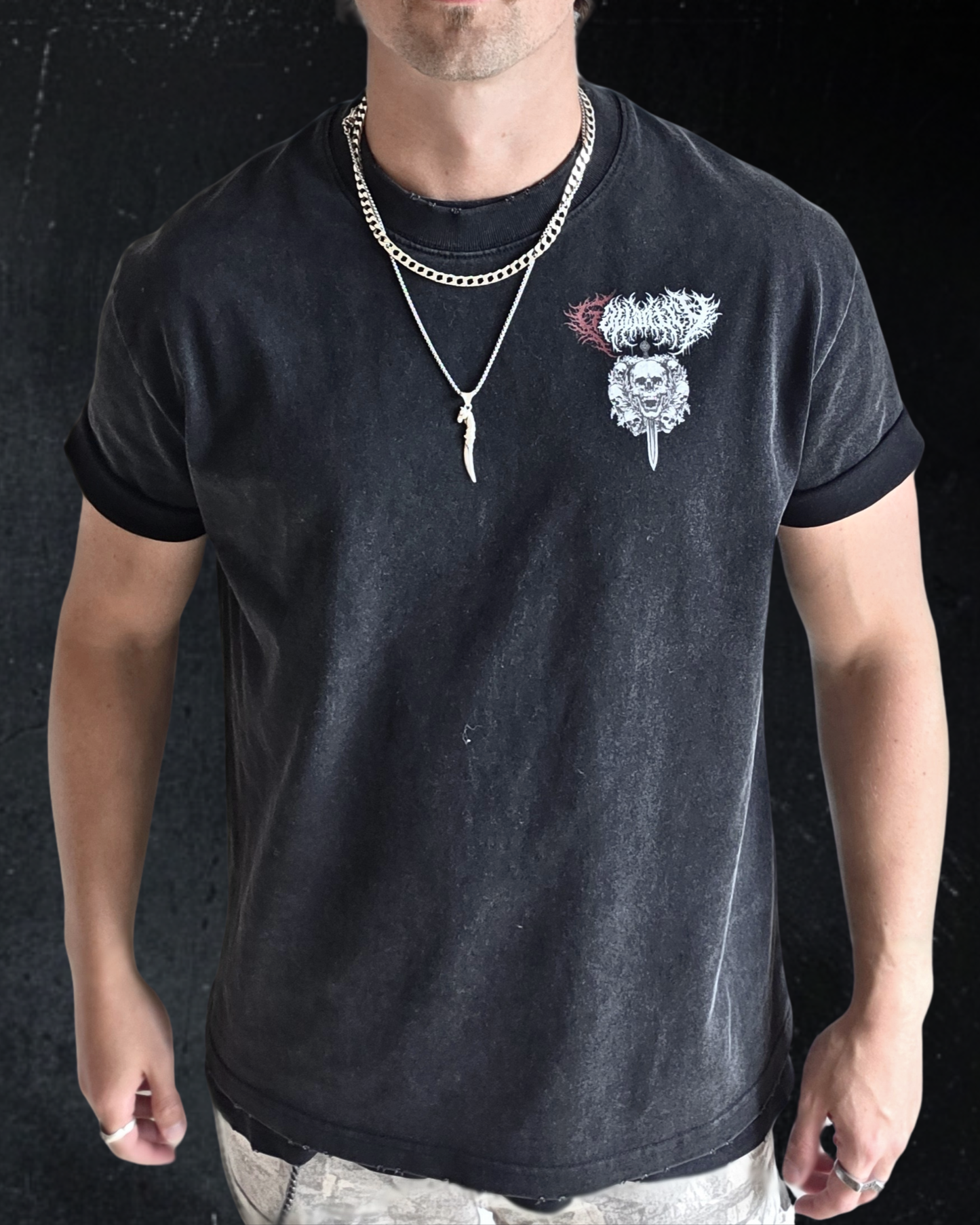 Deathcore heavyweight vintage wash frayed t