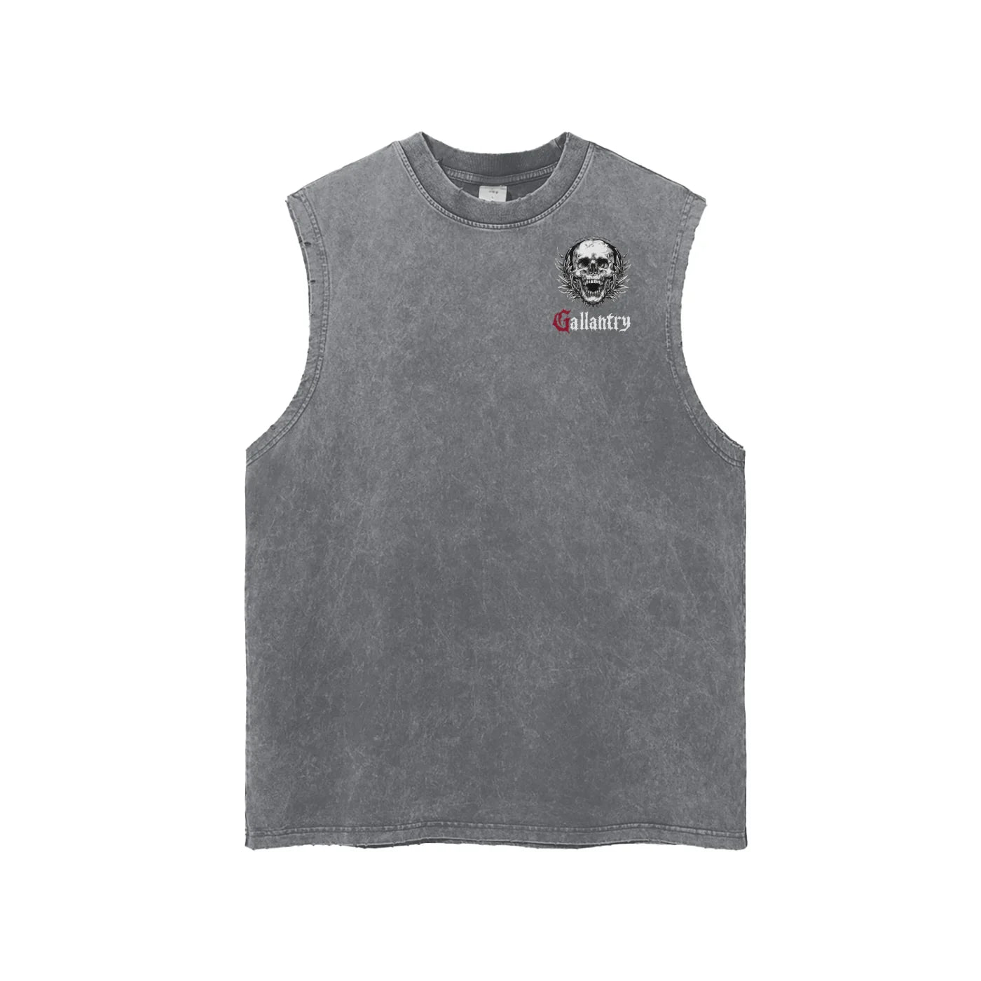 Classic snow washed frayed hem 'laurelled' tank - Studio Gallantry