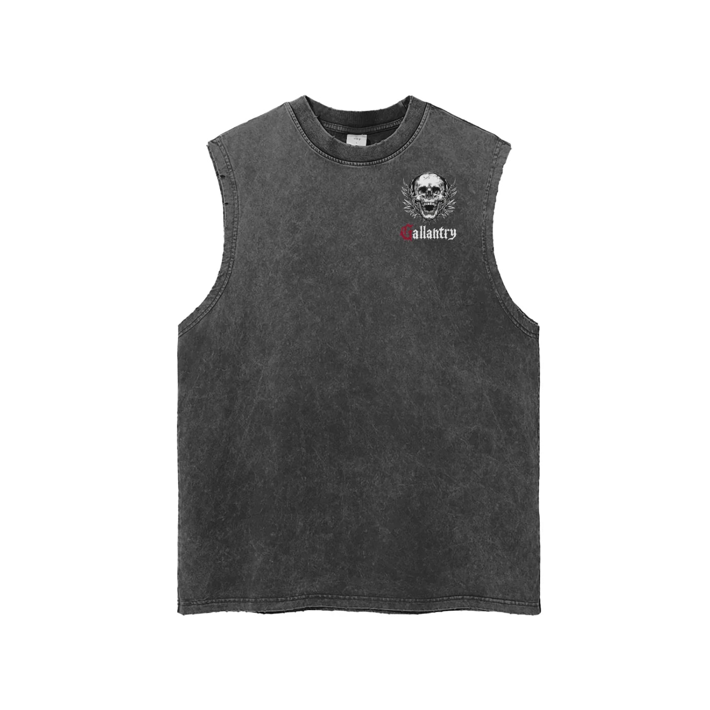 Classic snow washed frayed hem 'laurelled' tank - Studio Gallantry