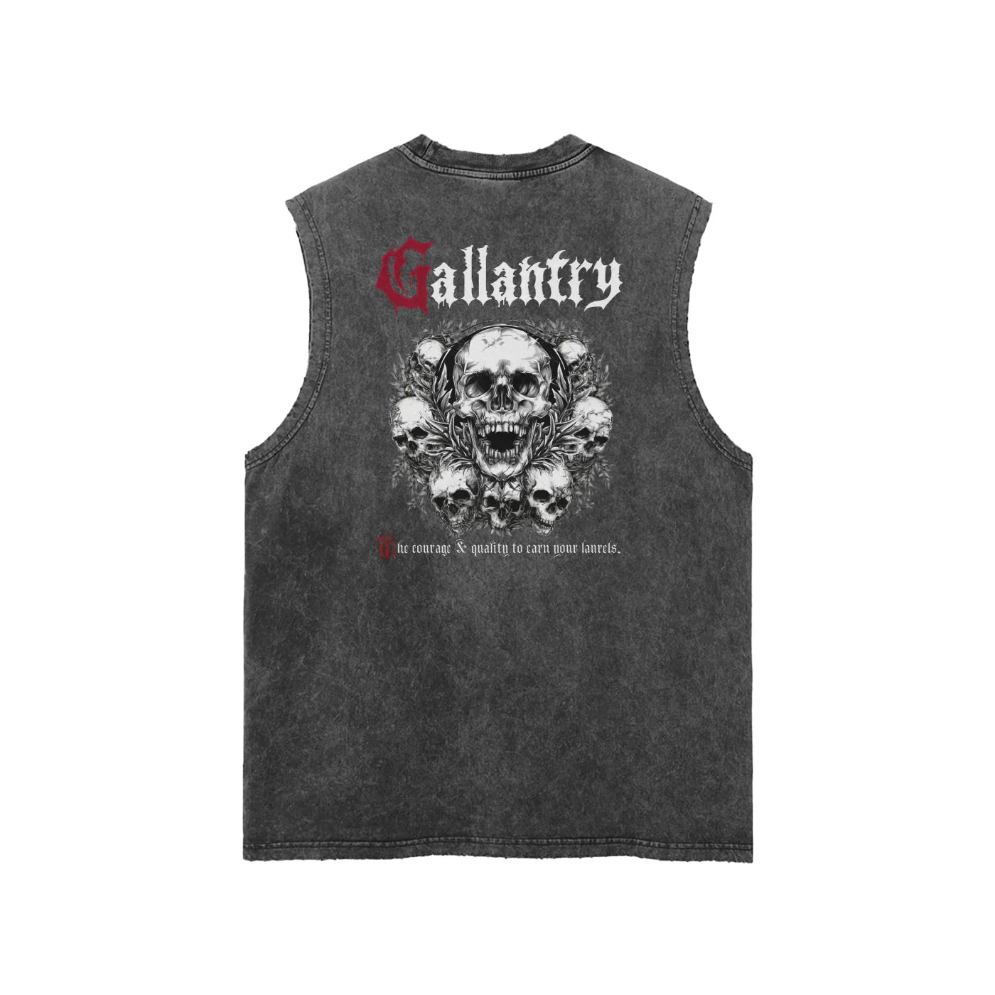 Classic snow washed frayed hem 'laurelled' tank - Studio Gallantry