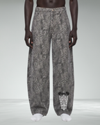 Vintage Wash Wide Leg Leopard Jeans