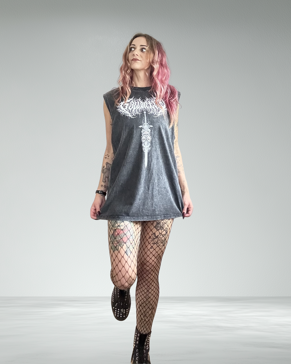 Vintage Wash Frayed Hem 'EYL' tank