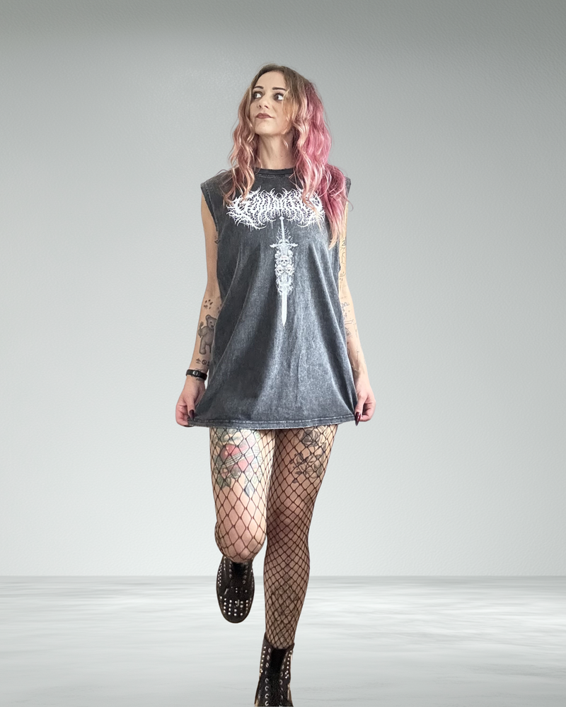 Vintage Wash Frayed Hem 'EYL' tank