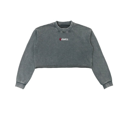 Classic snow washed raw edge cropped sweatshirt - Studio Gallantry