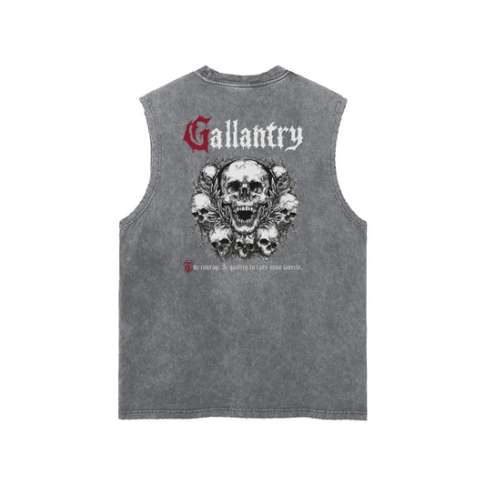 Classic snow washed frayed hem 'laurelled' tank - Studio Gallantry