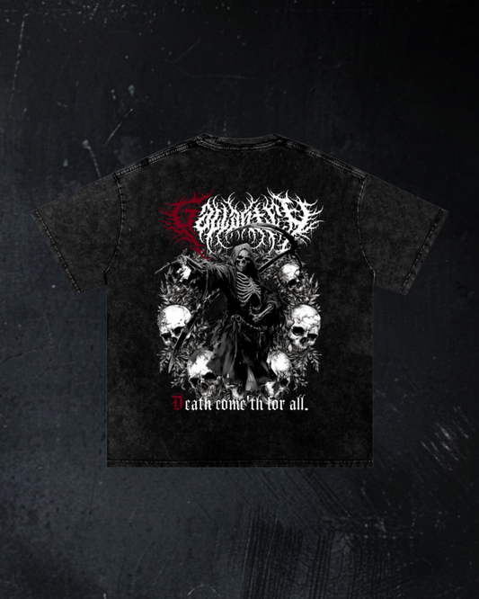 Deathcore vintage wash 'Death come'th for all' pump cover t