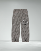 Vintage Wash Wide Leg Leopard Jeans