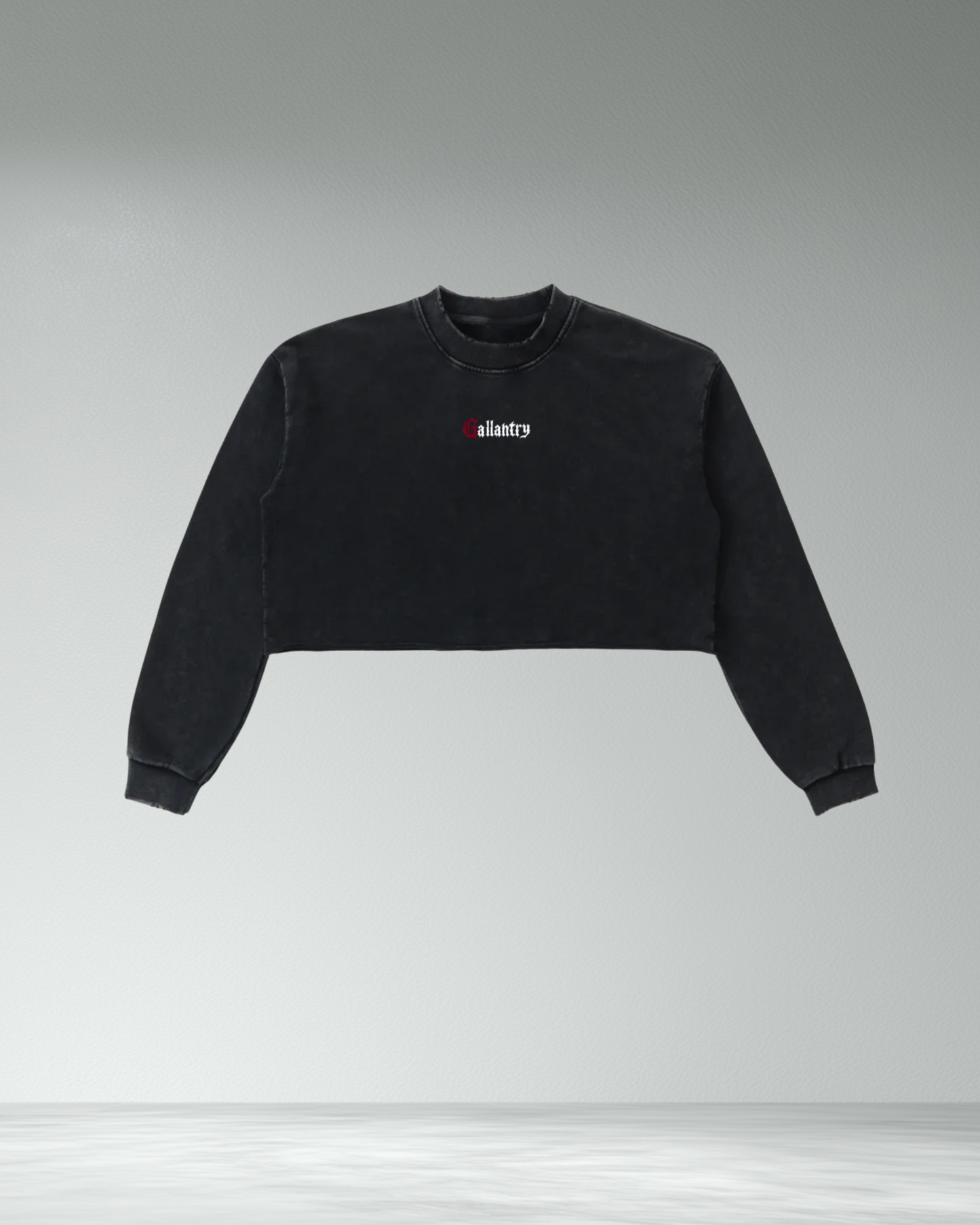 Classic vintage wash raw edge cropped sweatshirt