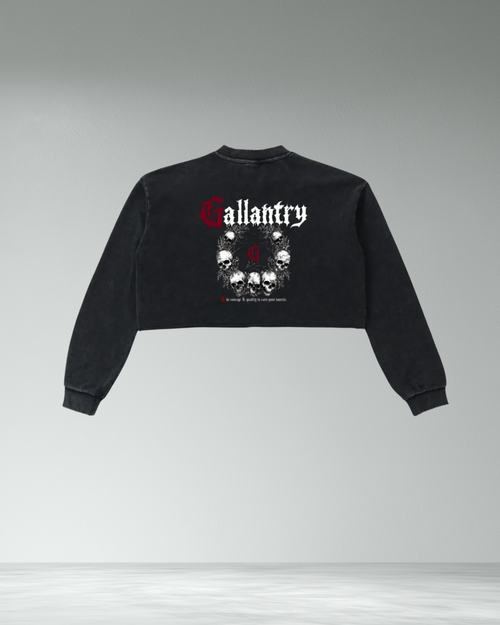 Classic Vintage Wash Raw Edge Cropped Sweatshirt