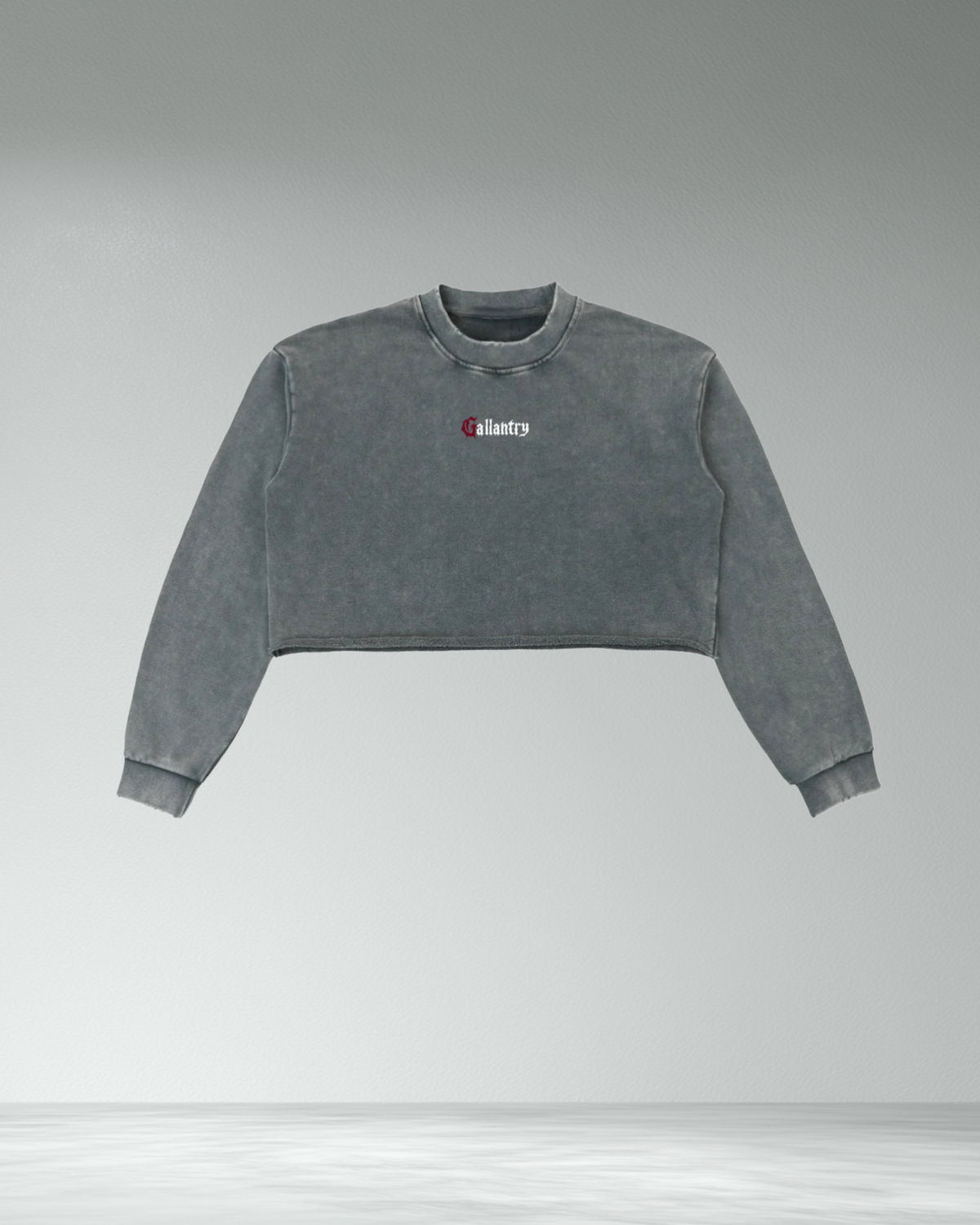 Classic Vintage Wash Raw Edge Cropped Sweatshirt