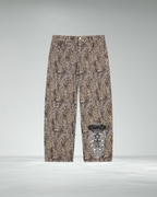 Vintage Wash Wide Leg Leopard Jeans
