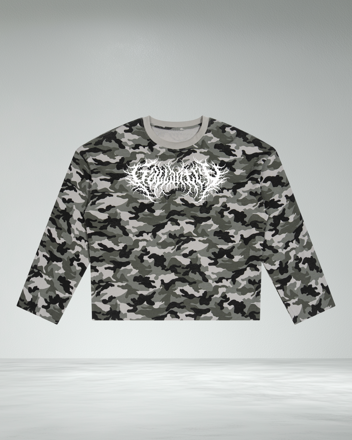 Waffle Camo Raw Hem Longsleeve