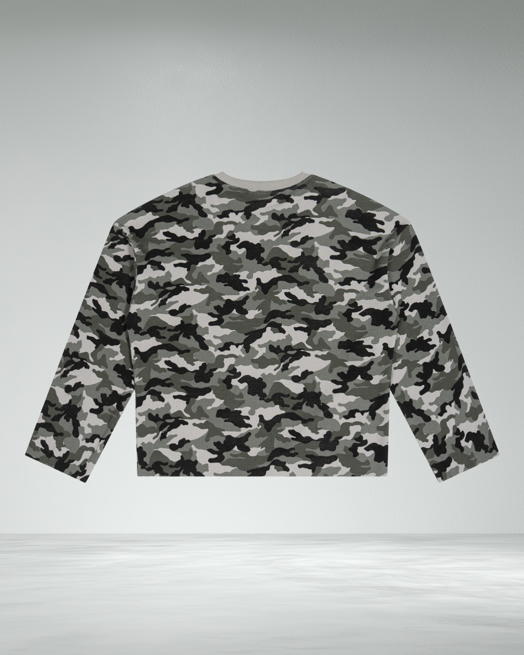 Waffle Camo Raw Hem Longsleeve