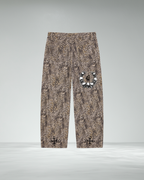 Vintage Wash Wide Leg Leopard Jeans