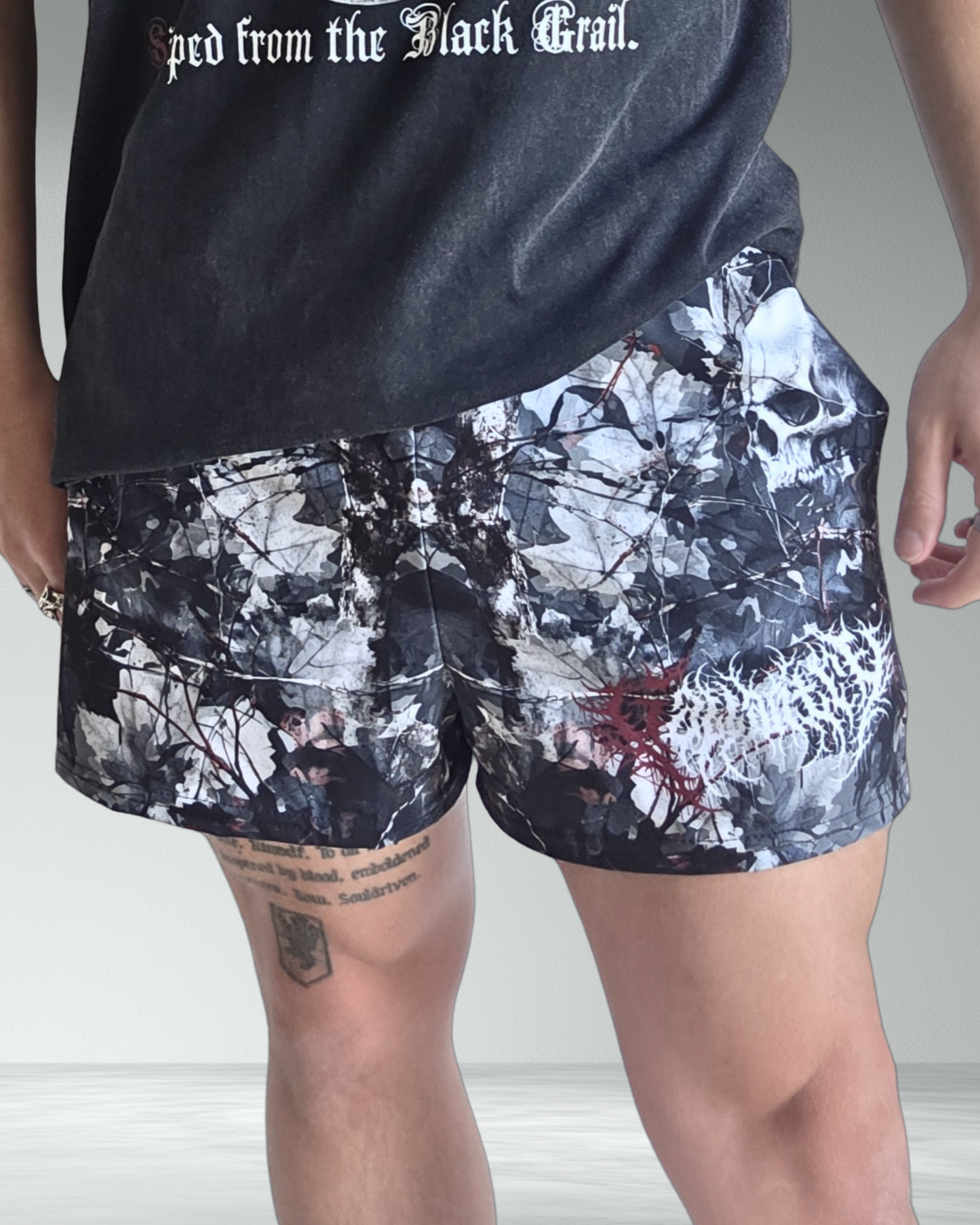 Deathcore skull camo training shorts