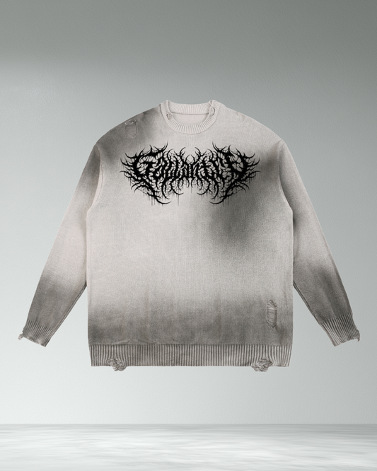 Deathcore oversized distressed knit sweater