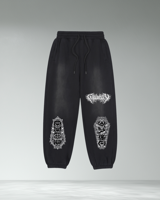 Deathcore 'Hold Fast' vintage wash fleeced joggers