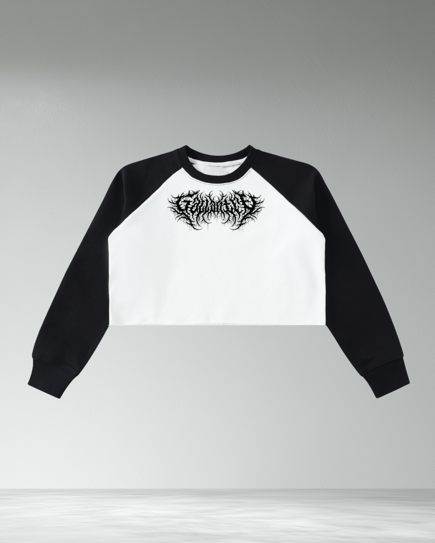 Cropped Contrast Raw Hem Sweatshirt