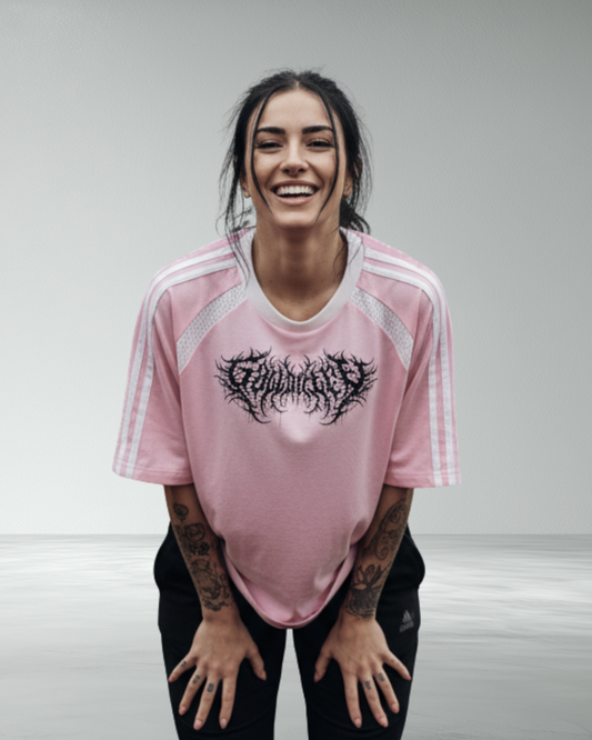 Deathcore oversized striped mesh t