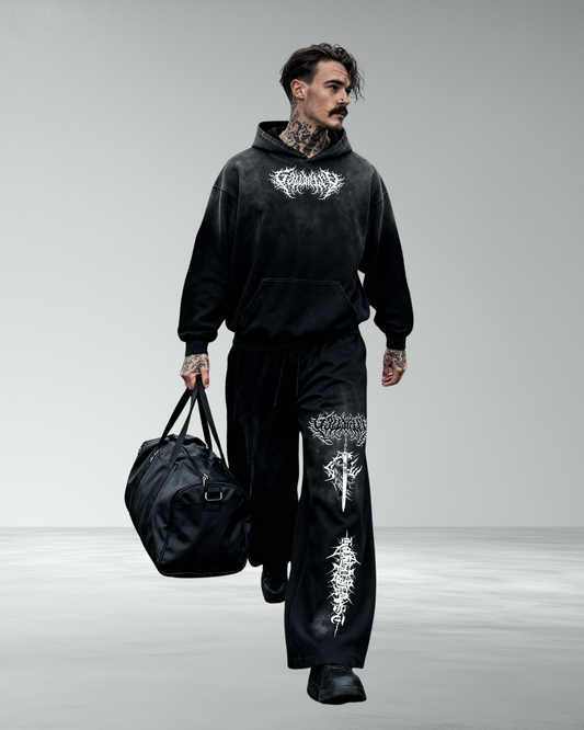 Deathcore "Hold Fast" faded wash loose fit joggers