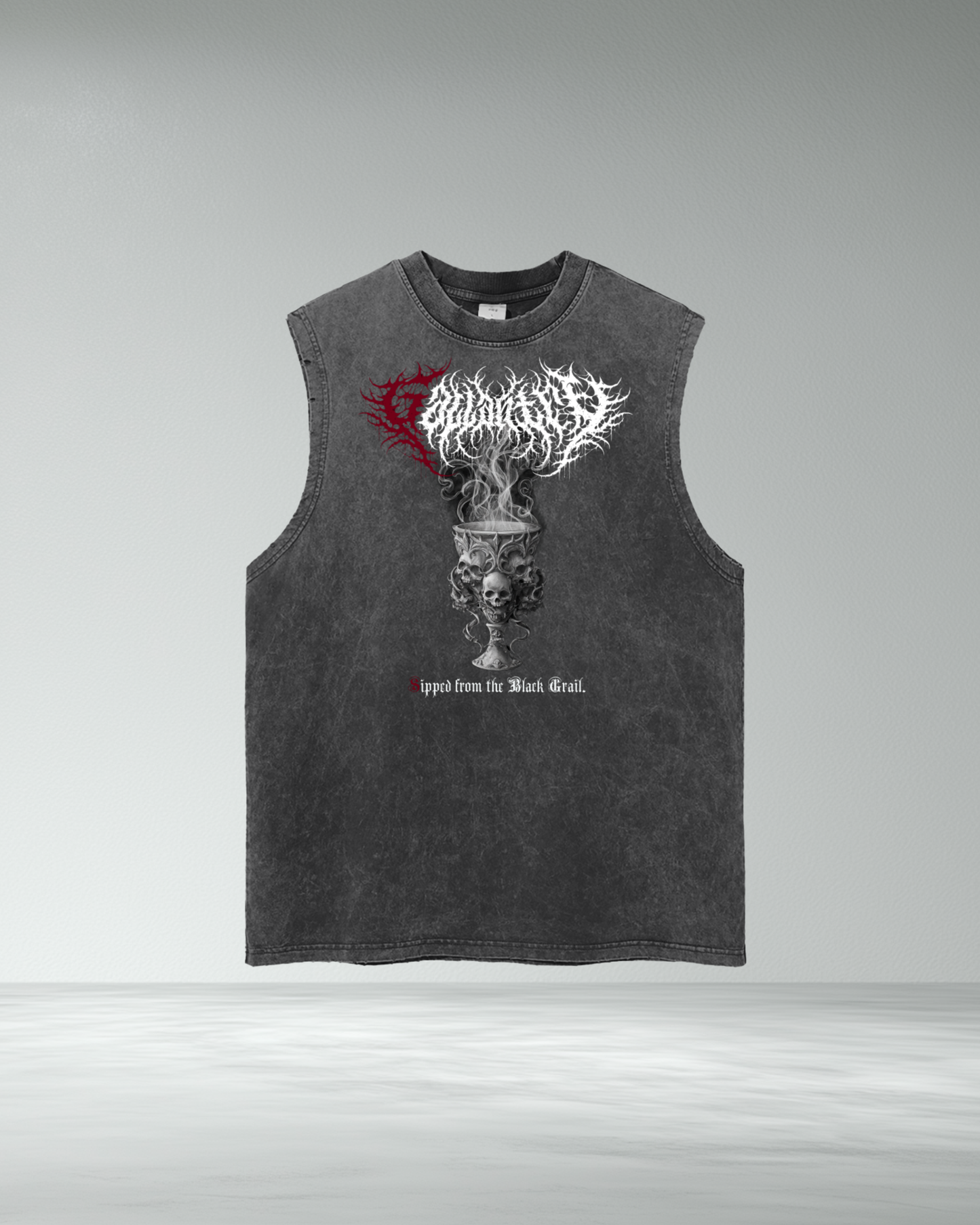 Vintage Wash 'Black Grail' Frayed Tank