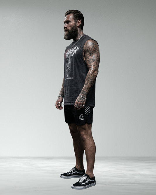 Vintage Wash 'Black Grail' Frayed Tank