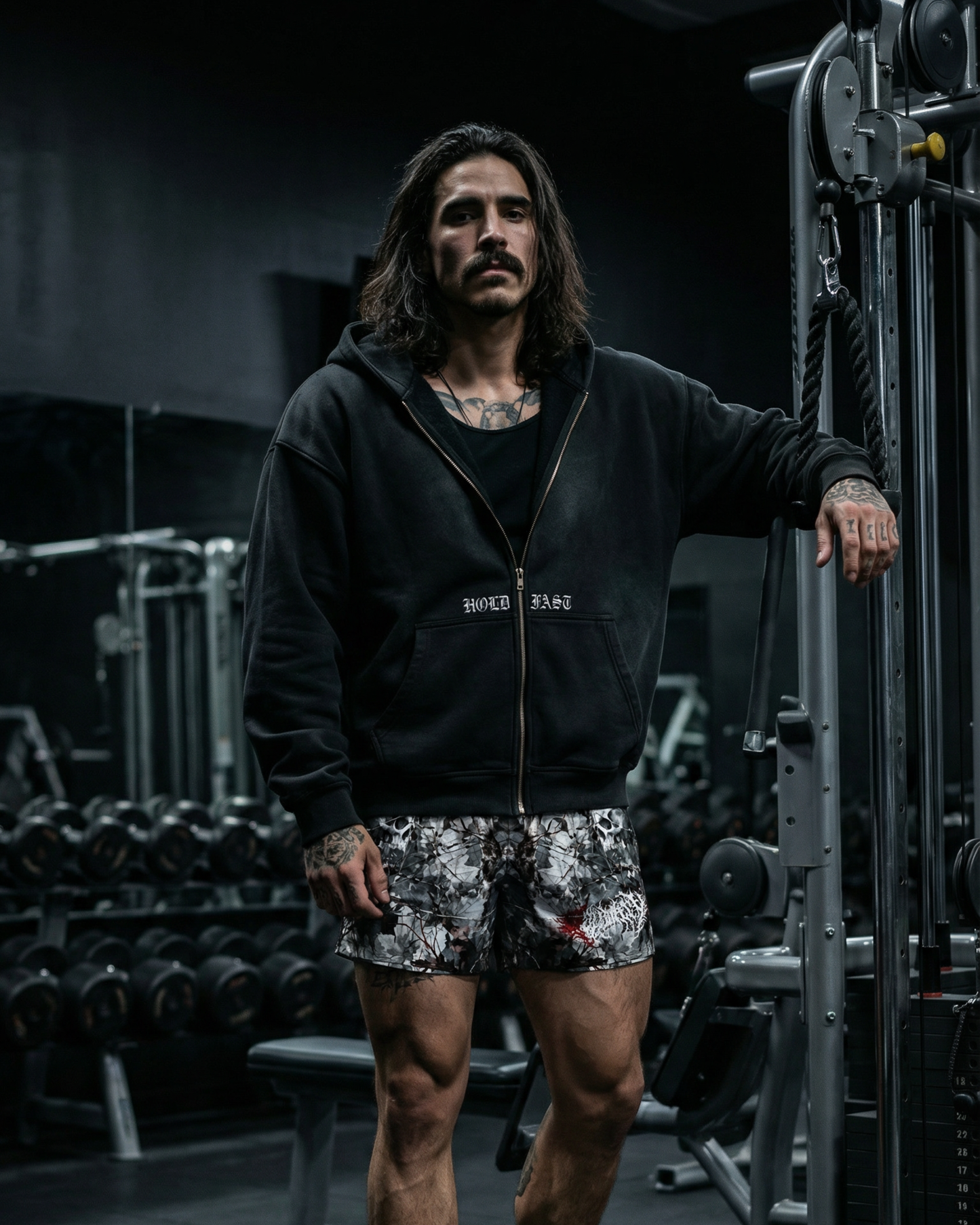 Faded Two-Way Zipped 'EYL' Boxy Fleece Hoodie